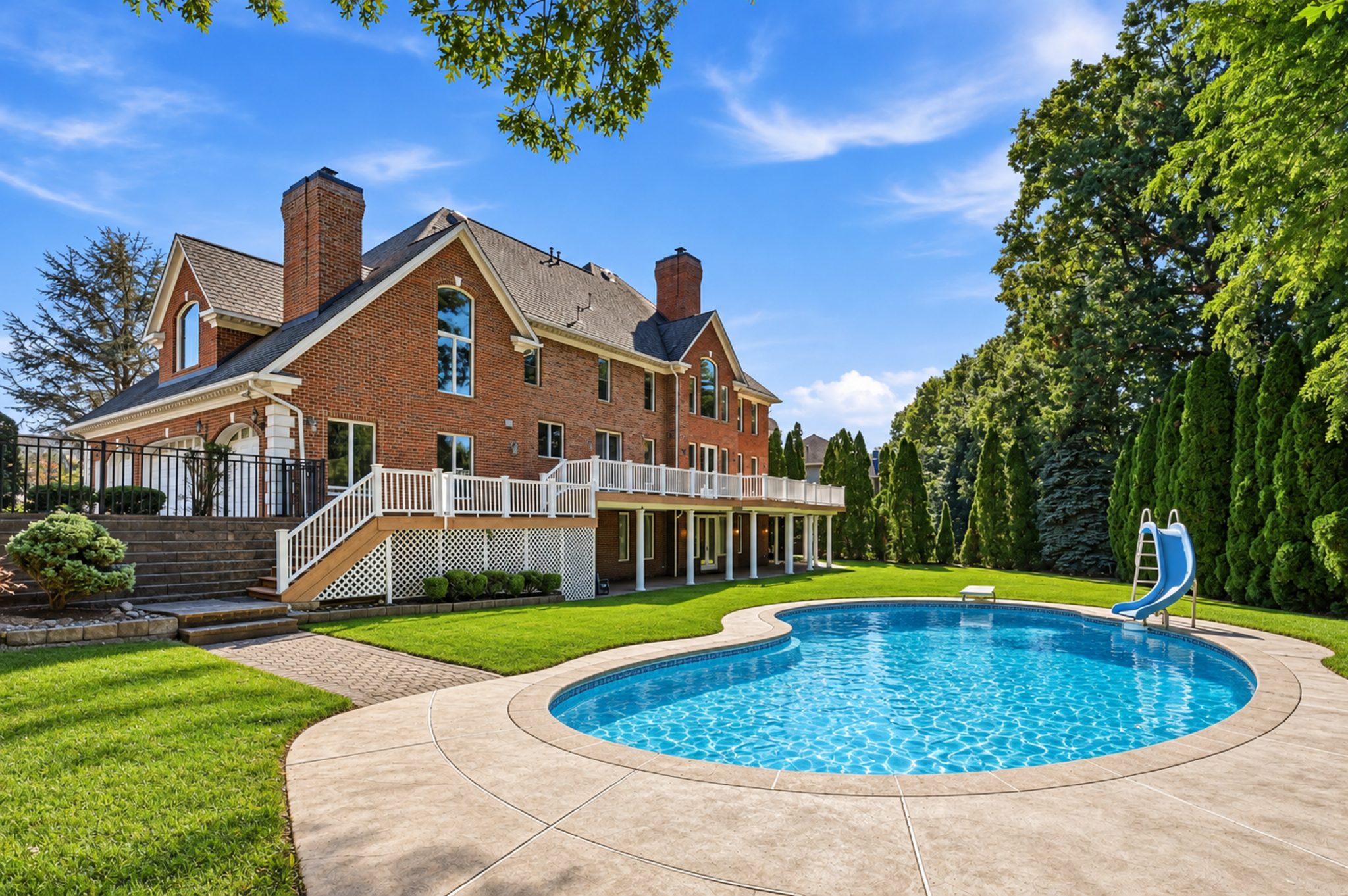 Heated in ground pool beside the rear deck at 54 Burnet Hill Road, Livingston
